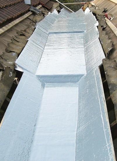 Freshly laid fibreglass roofing